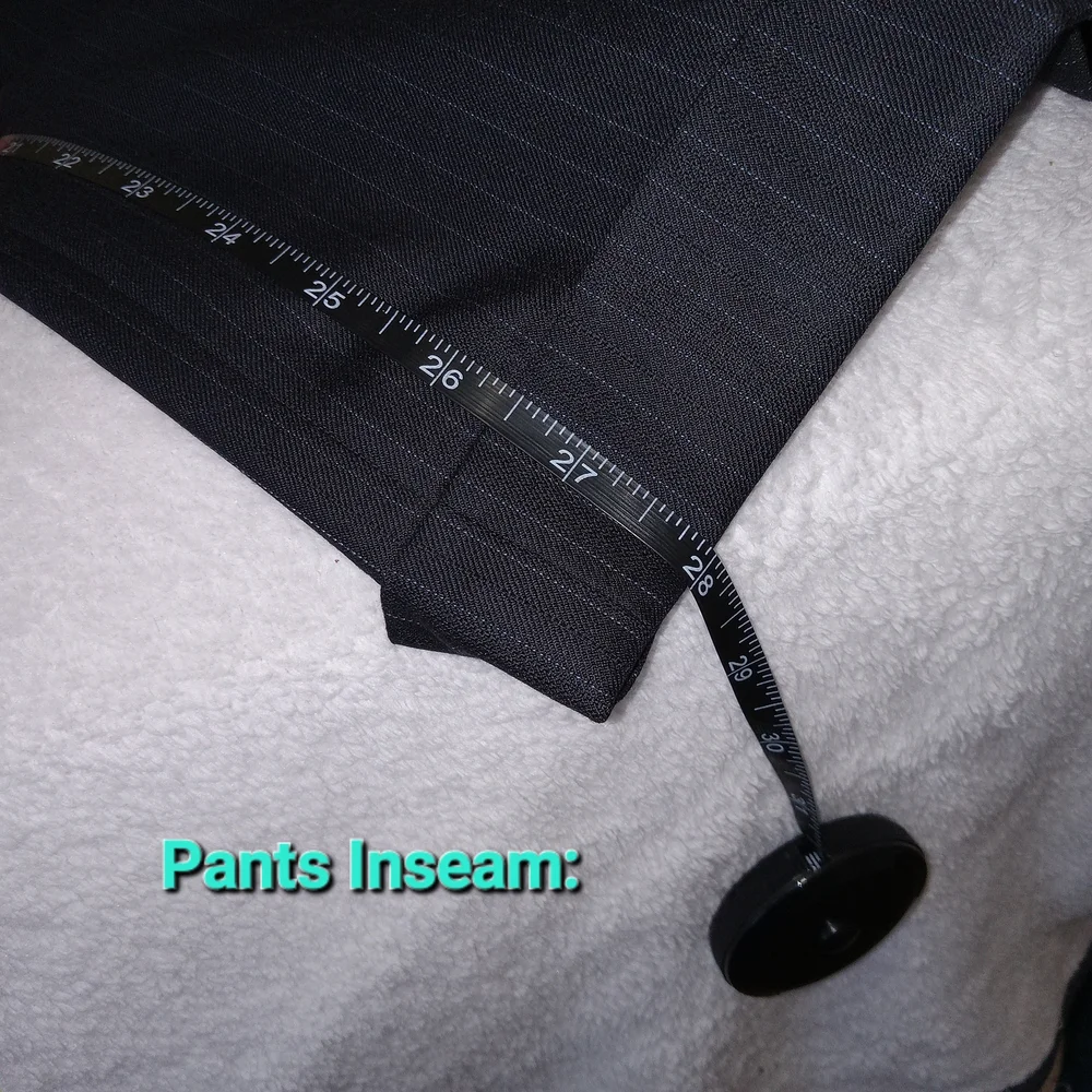Jos A Bank Black 100% Wool Pinstriped Full Suit Set Blazer Size 38S Pants 32x28 - Picture 15 of 15